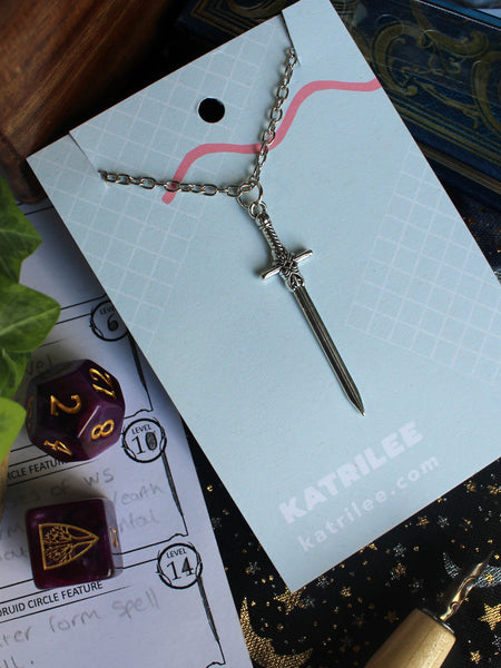 Silver Sword Stainless Steel Pendant necklace