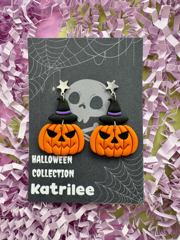 Halloween Jack-o-lantern pumpkin earrings