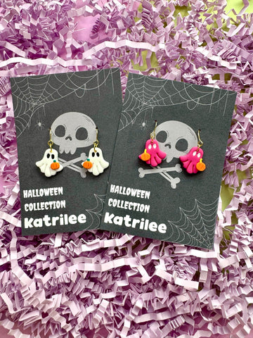 Halloween Ghost Pumpkin Dangle Earrings