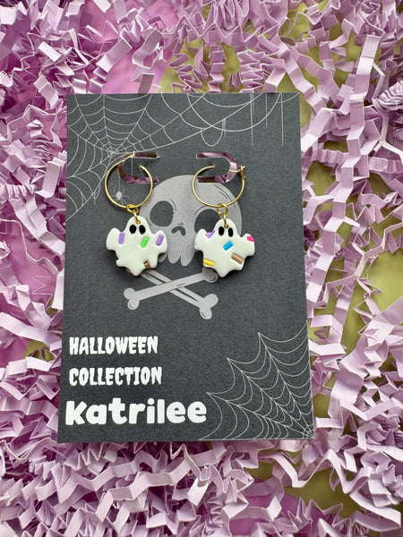 Halloween Rainbow Confetti Ghost Dangle Earrings