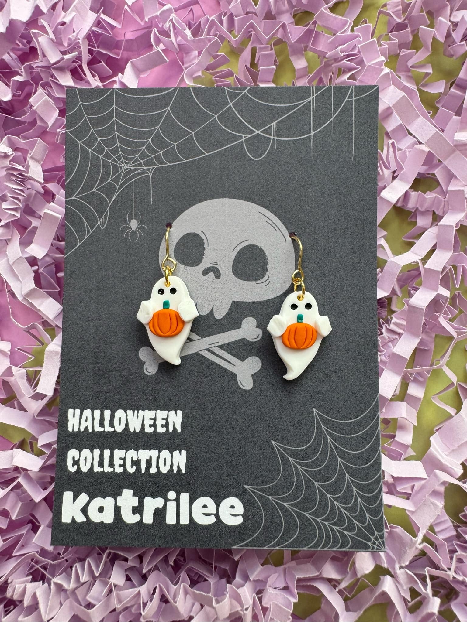 Halloween Ghost Pumpkin Dangle Earrings