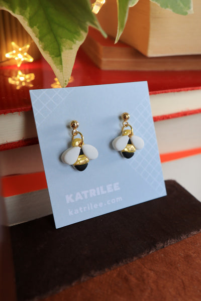 Gold Bee Honeycomb Earrings