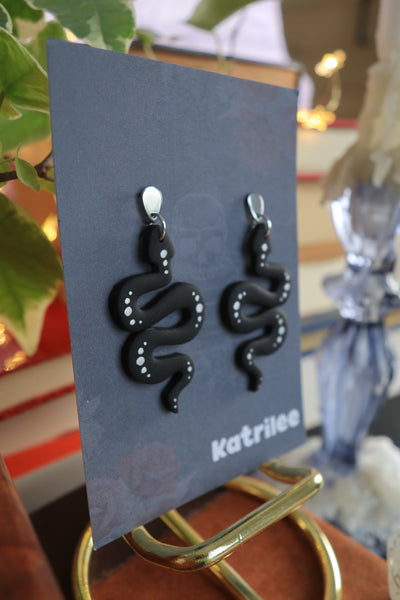 Black and Silver Snake Earrings