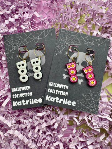 Halloween Spooky Boo Cartoon Hoop Earrings