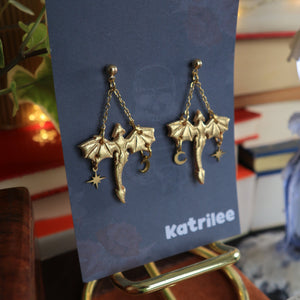 Gold Dragon Dangle Earrings