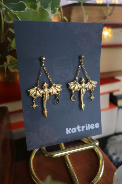 Gold Dragon Dangle Earrings