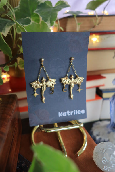 Gold Dragon Dangle Earrings