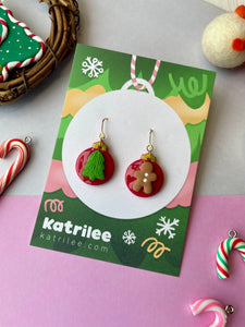 Christmas Tree/ Gingerbread Man Bauble Dangle Earrings