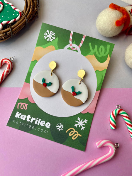 Christmas Pudding Dangle Earrings