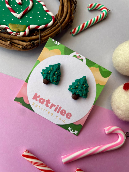 Fun Christmas Tree Stud Earrings