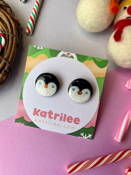 Fun Christmas Penguin Stud Earrings