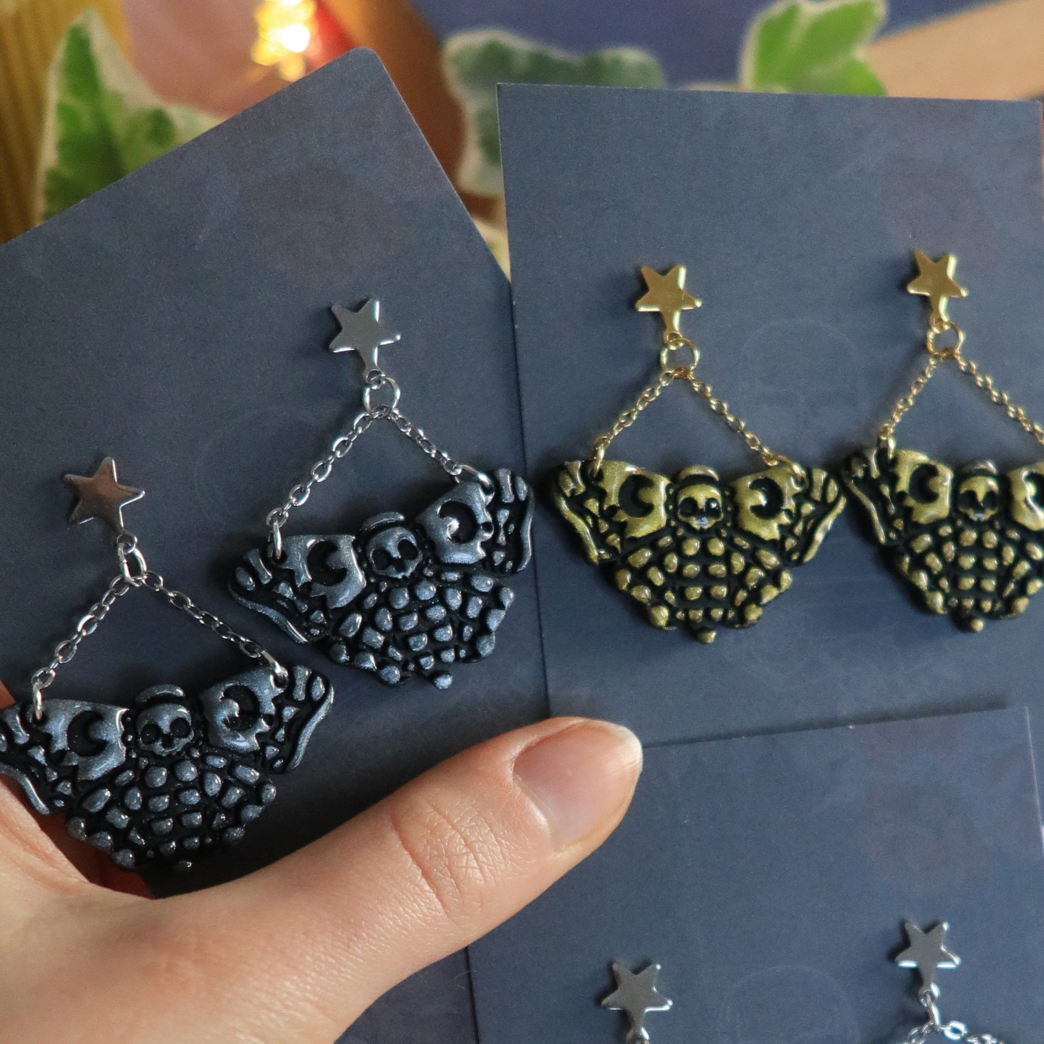 Deaths Head Hawkmoth Earrings - Silver and Gold