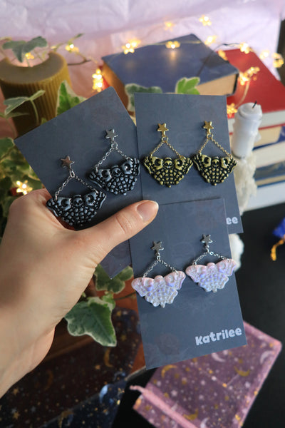 Pastel Deaths Head Hawkmoth Earrings