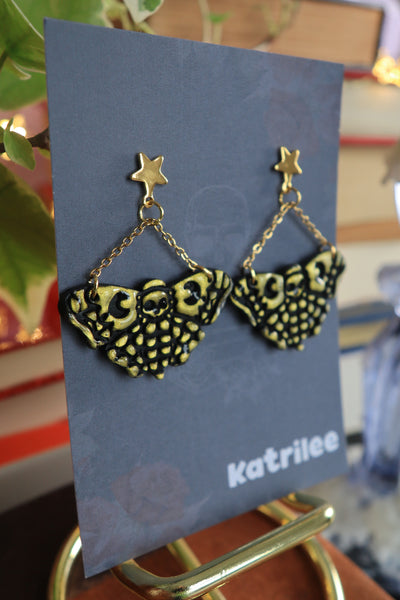 Deaths Head Hawkmoth Earrings - Silver and Gold