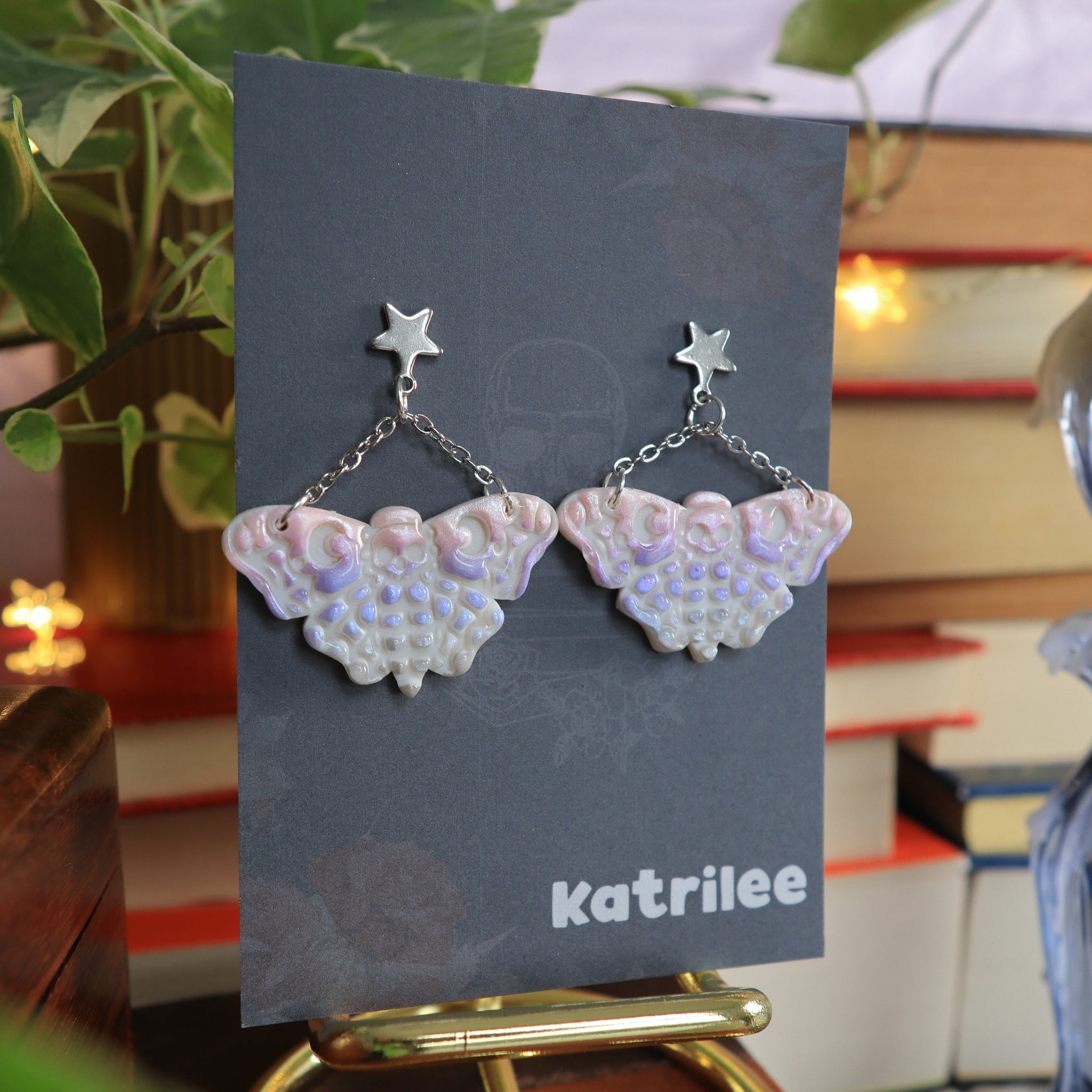 Pastel Deaths Head Hawkmoth Earrings