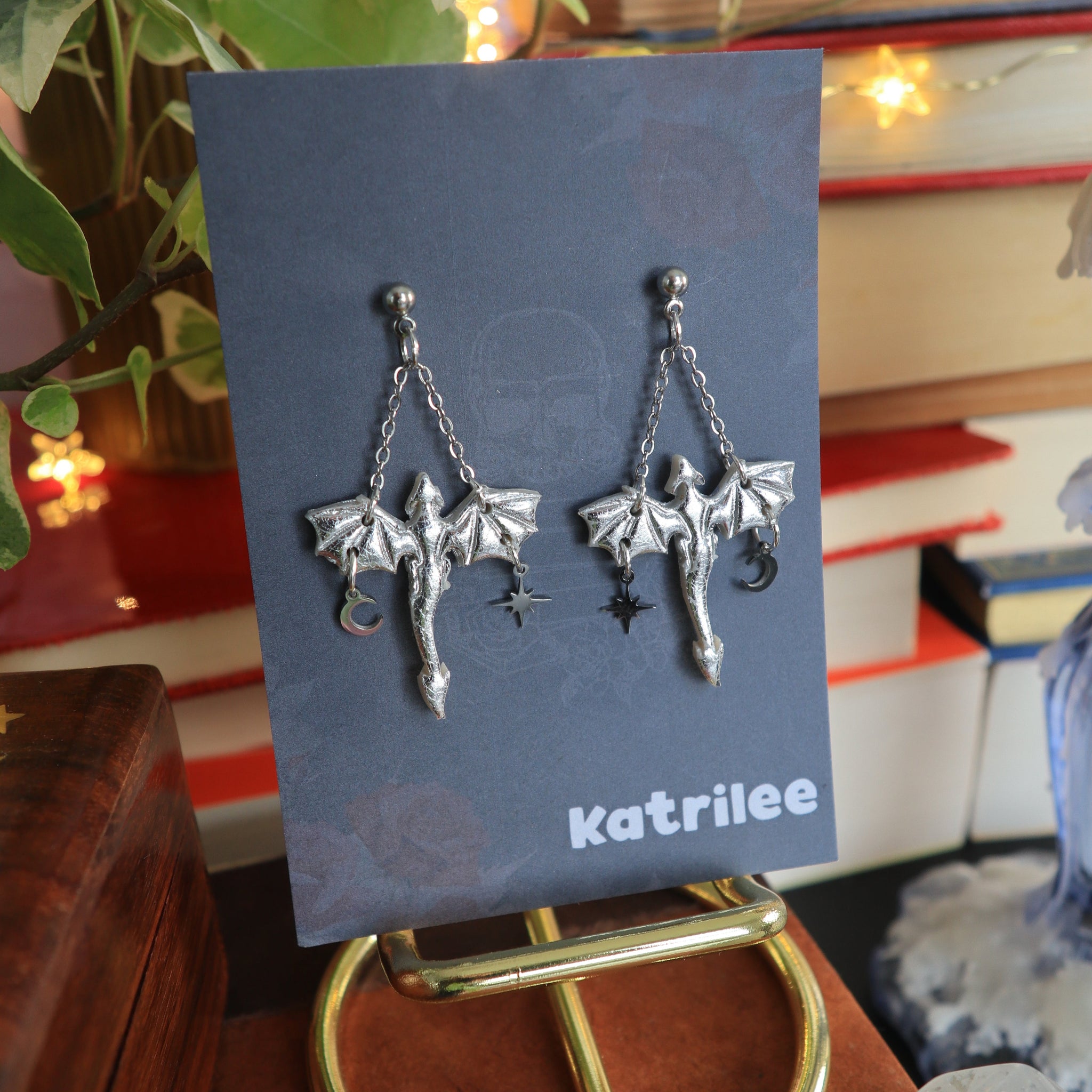 Silver Dragon Dangle Earrings