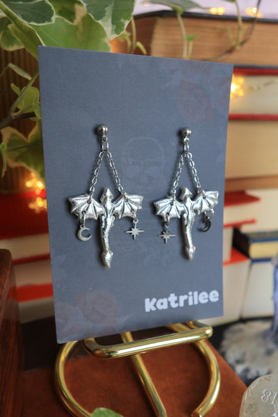 Silver Dragon Dangle Earrings